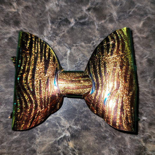 Holographic Zebra Print Bow