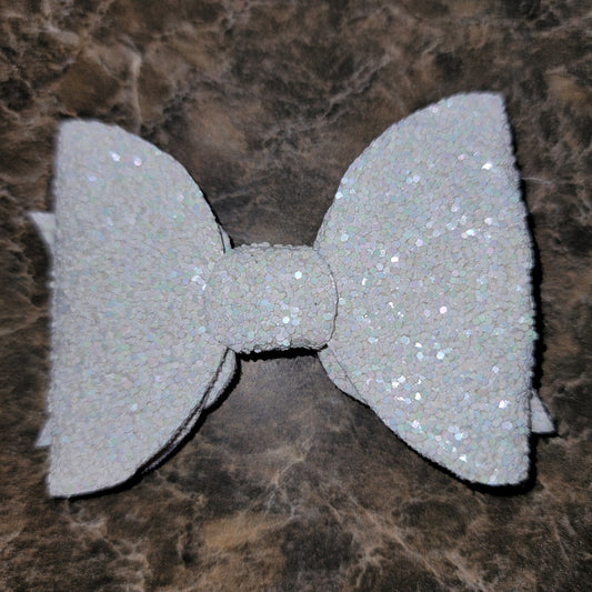 White Irridescent Glitter Bow