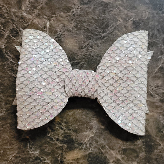 White & Silver Irridescent Glitter Bow