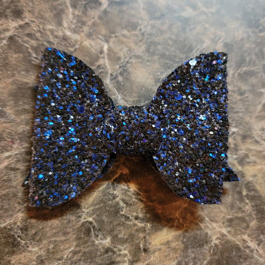 Black & Blue Glitter Bow