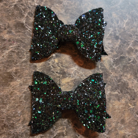 Black & Green Glitter Bow