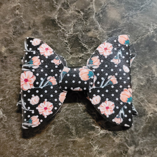 Polka Dot & Flowers Bow