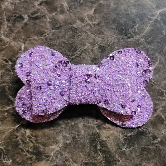 Light Purple Glitter Heart Bow