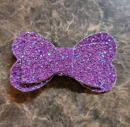 Dark Purple Glitter Heart Bow