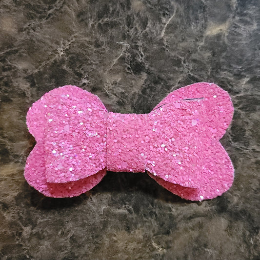 Hot Pink Glitter Heart Bow