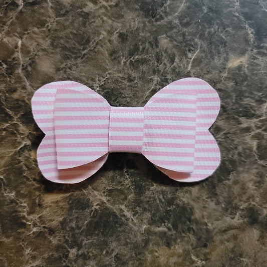 Pink & White Stripe Heart Bow