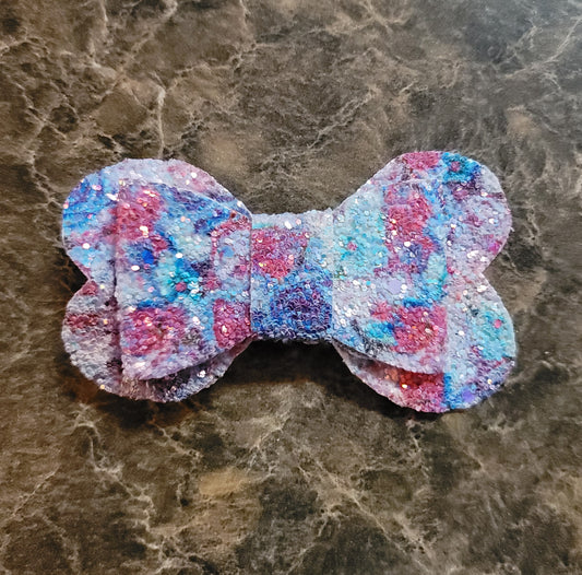 Multicolor Flower Glitter Bow