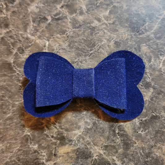 Blue Velour Heart Bow