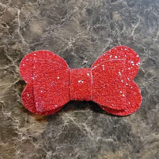 Red Glitter Heart Bow
