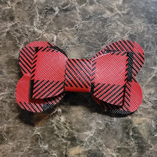 Red & Black Checkered Heart Bow