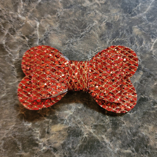 Red & Gold Glitter Heart Bow