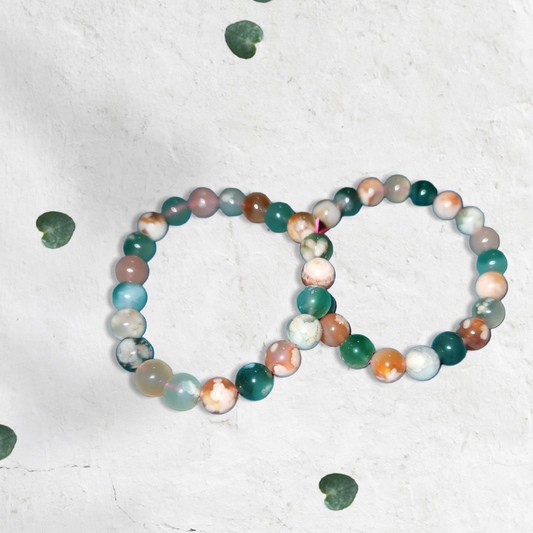 Multicolor Flower Agate Bracelet