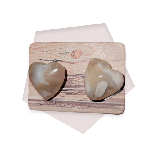 Heart Shaped Flower Agate Earrings