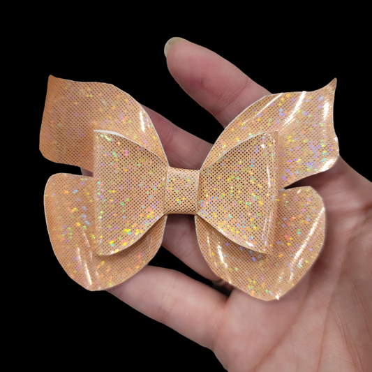 Light Peach Holographic Butterfly Bow