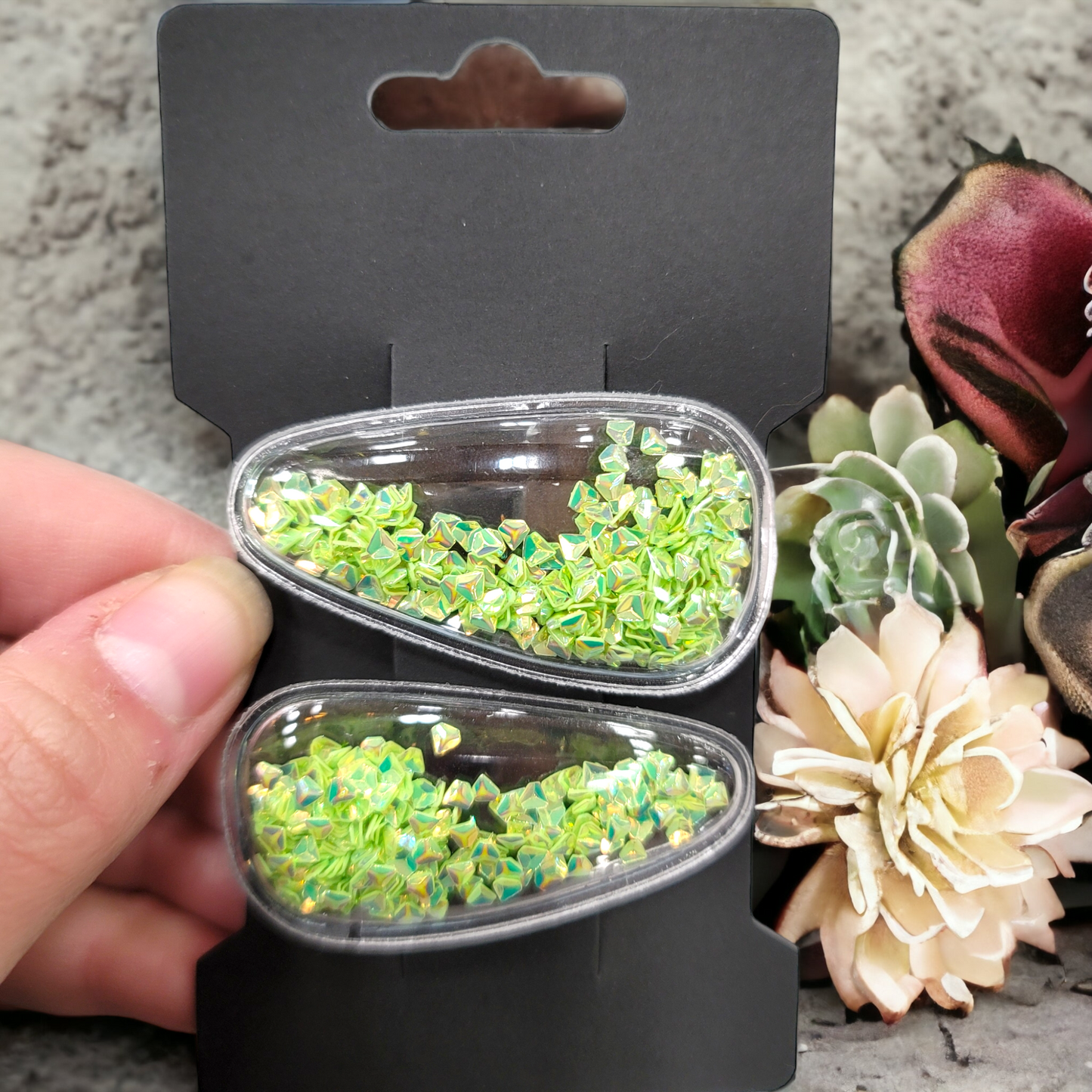 Green Iridescent Triangles Set