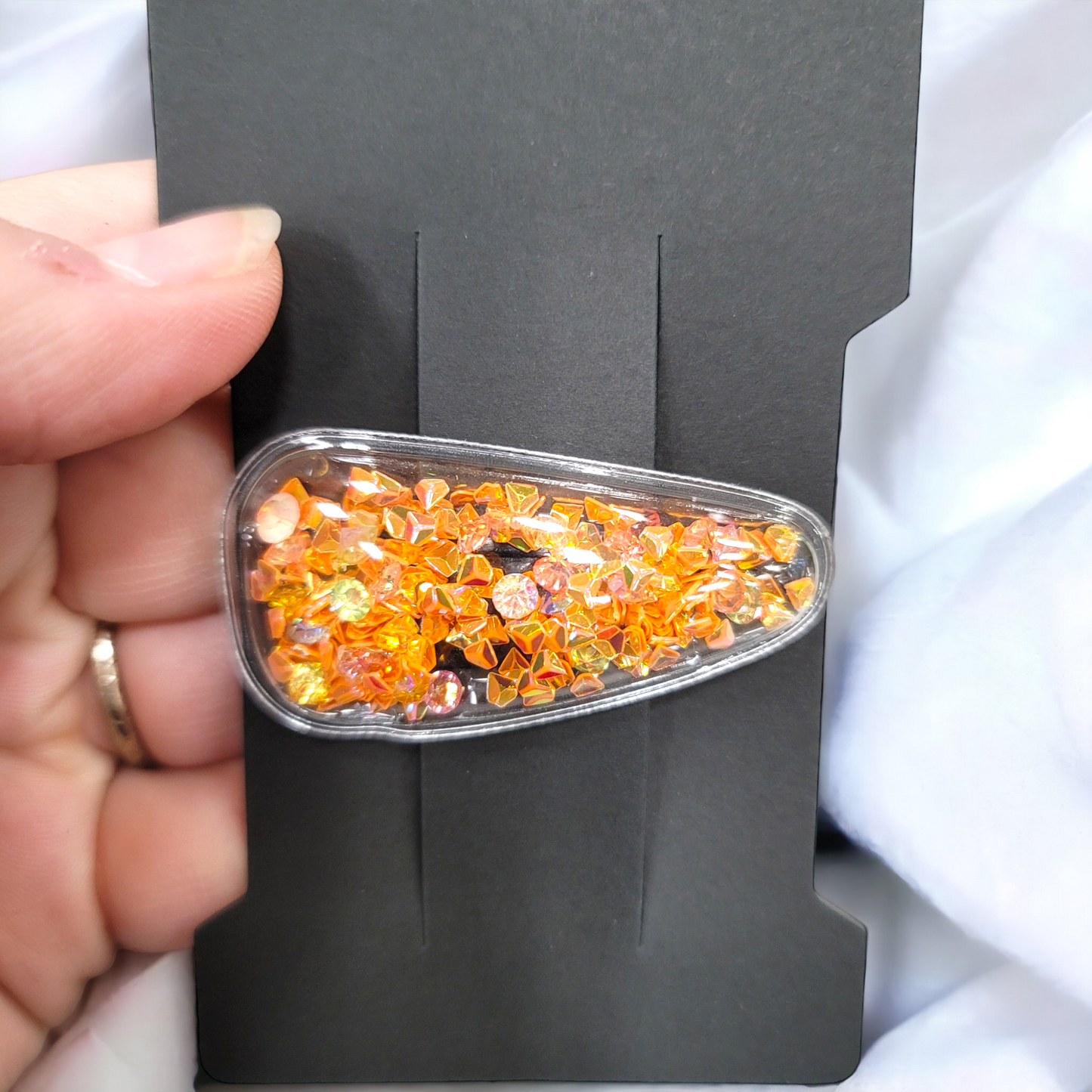 Light Orange Triangles & Multicolor Gems Single